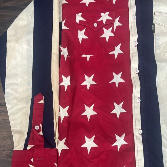 Brooks and Dunn Mens Western Button Down Shirt size M American Flag Vintage - Picture 4 of 14
